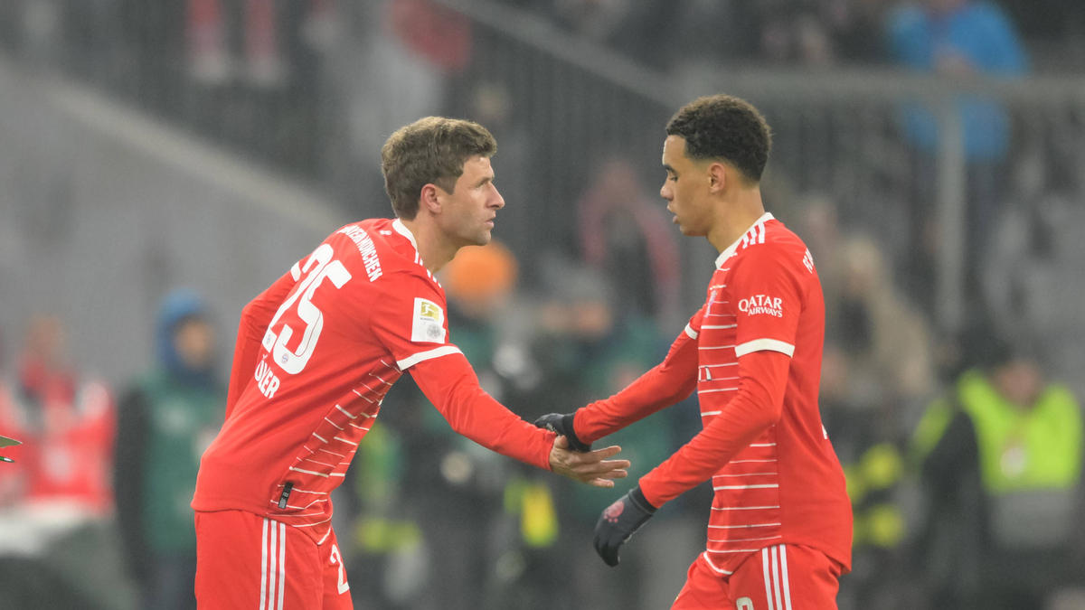 Noch nicht zurück in Form: Thomas Müller und Jamal Musiala vom FC Bayern