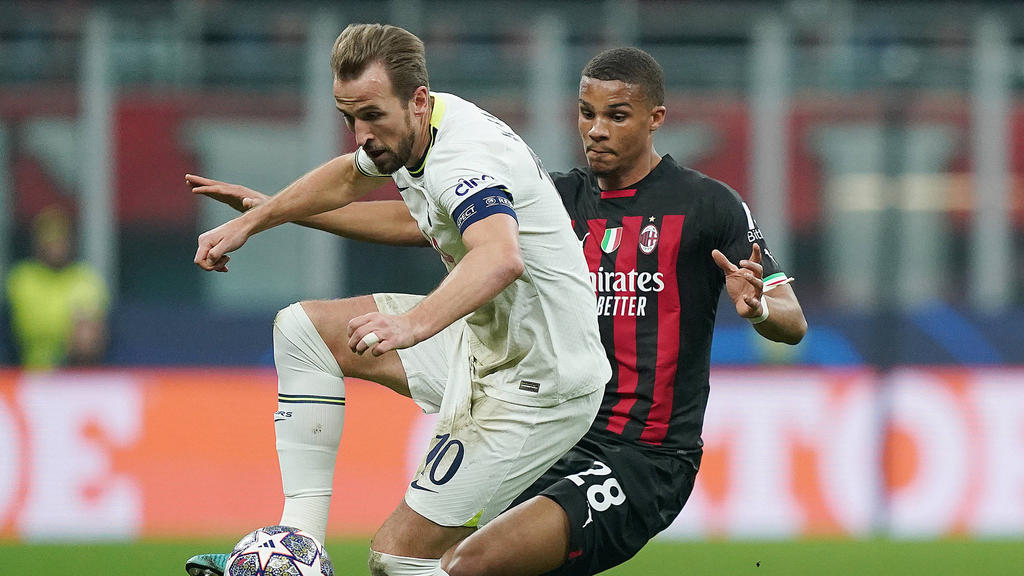 Zweimal musste Thiaw (re. Milan) gegen Kane (damals Spurs, heute FC Bayern) verteidigen Zweimal musste Thiaw (re. Milan) gegen Kane (damals Spurs, heute FC Bayern) verteidigen