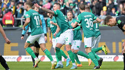 Werder Bremen jubelt über die Sieg gegen Dynamo Dresden