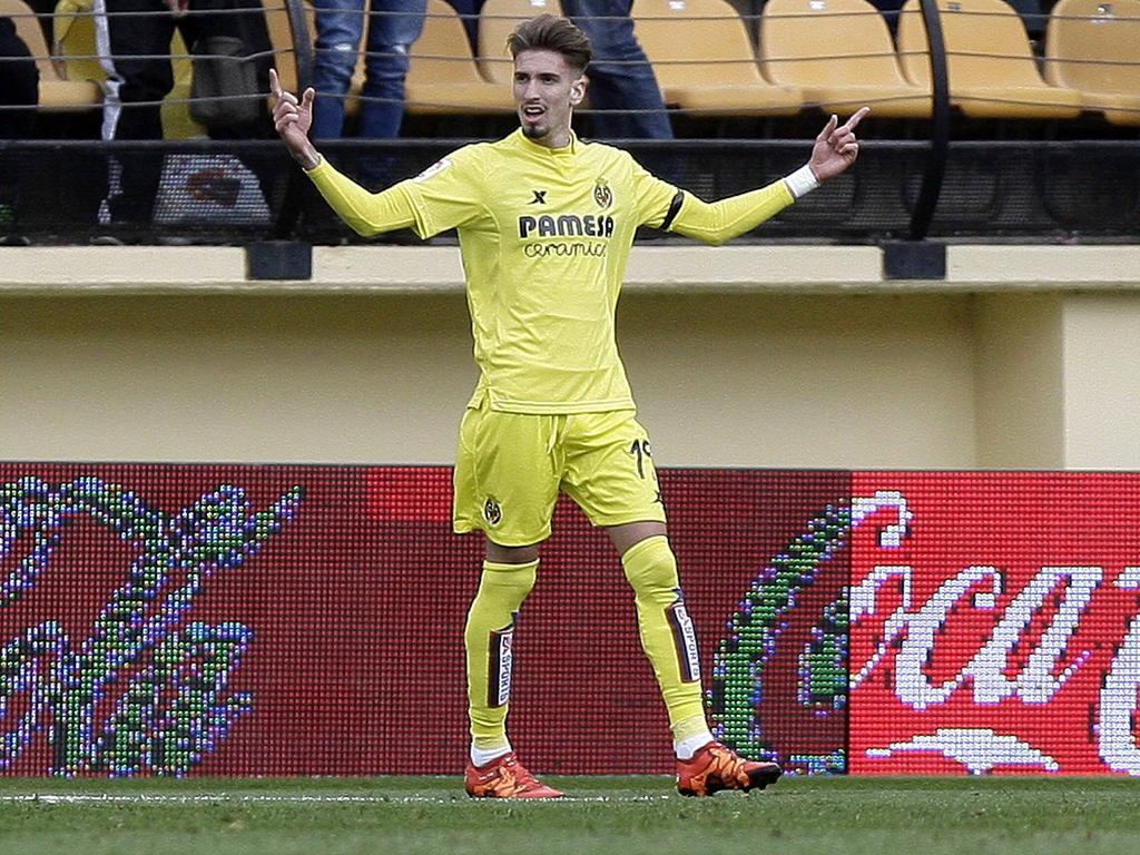 Samuel Castillejo celebrando el segundo gol del Villarreal en el minuto 30. (Foto: Imago)