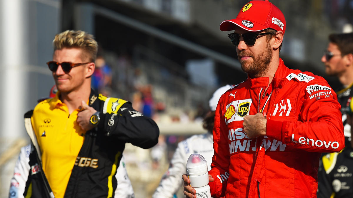 Freut sich über die Rückkehr von Nico Hülkenberg (l.): Sebastian Vettel Freut sich über die Rückkehr von Nico Hülkenberg (l.): Sebastian Vettel