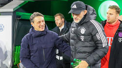 Niko Kovac vom VfL Wolfsburg und Thomas Tuchel vom FC Bayern