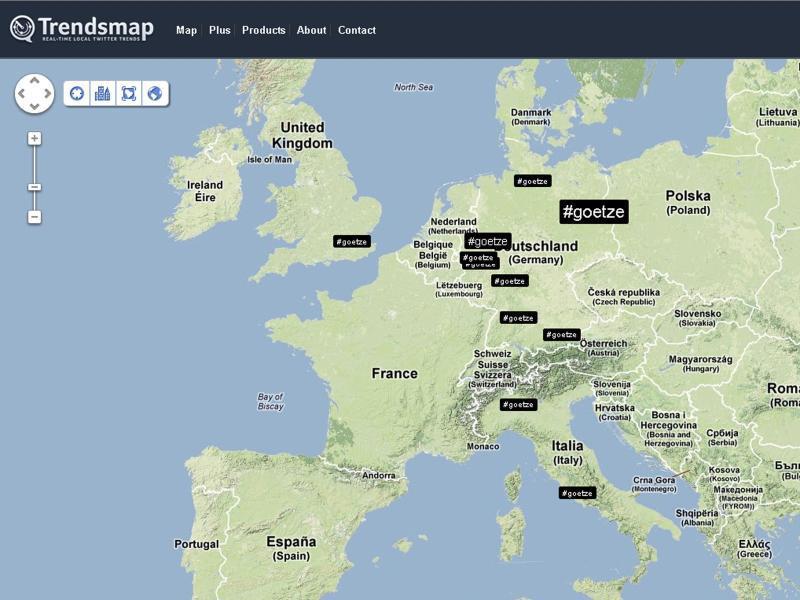 Der Screenshot der Internetanwendung Trendsmap.com zeigt die geographische Verteilung von Reaktionen. Foto: Screenshot Trendsmap.com