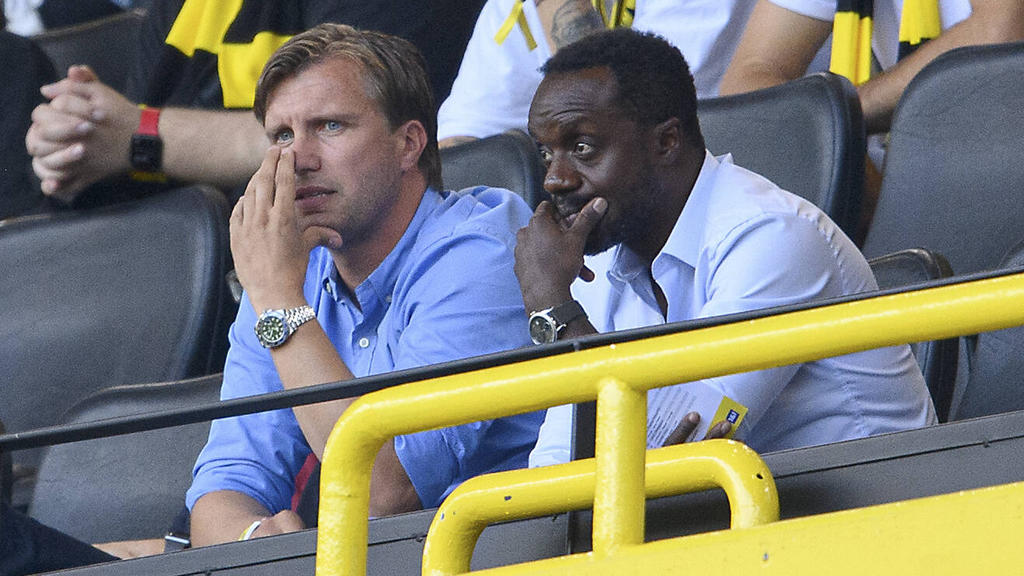 Markus Krösche (l.) und Ben Manga, hier beim 2:5 der Eintracht beim BVB Markus Krösche (l.) und Ben Manga, hier beim 2:5 der Eintracht beim BVB