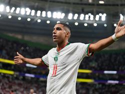 Marokkos Abdelhamid Sabiri jubelt nach seinem Tor zum 0:1 gegen Belgien