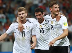 Die deutschen Senkrechtstarter um Timo Werner (l.) und Leon Goretzka (r.) wollen auch das Finale gewinnen