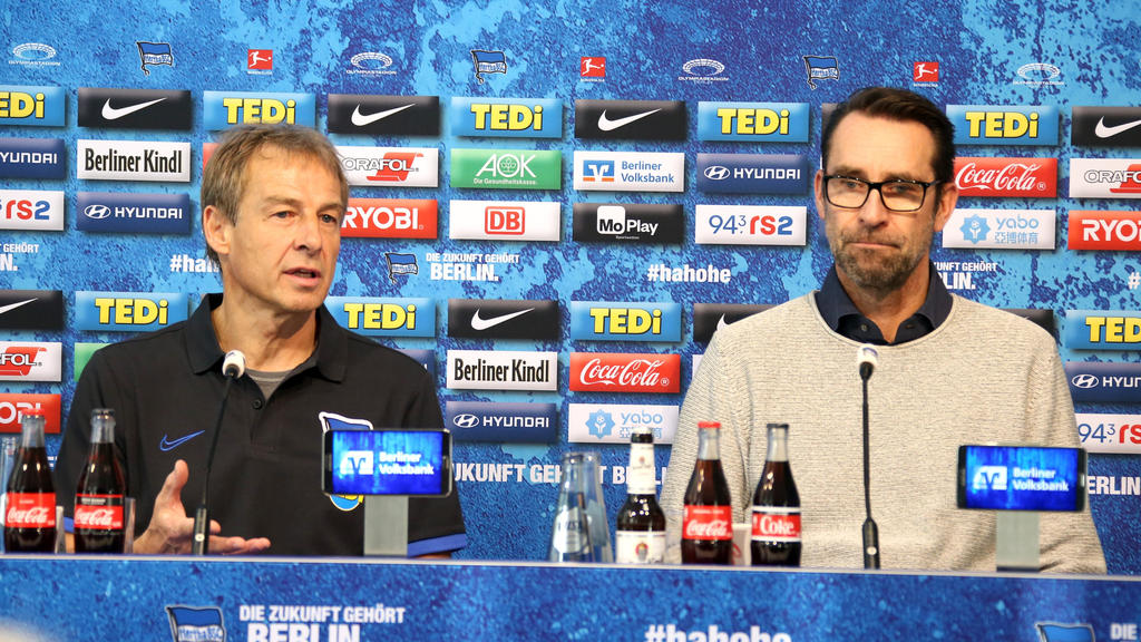 Waren sich nicht über die Aufteilung von Kompetenzen einig: Michael Preetz (r.) und Jürgen Klinsmann