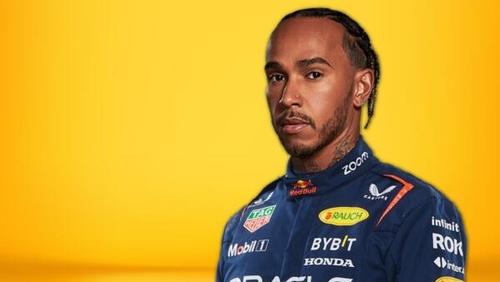 Fotomontage: Lewis Hamilton in einem Rennoverall des Red-Bull-Teams