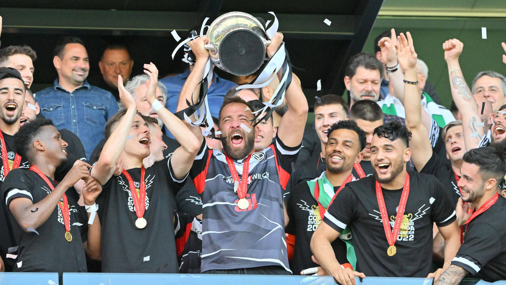 FC Lugano celebrate the victory after the Swiss Cup final match