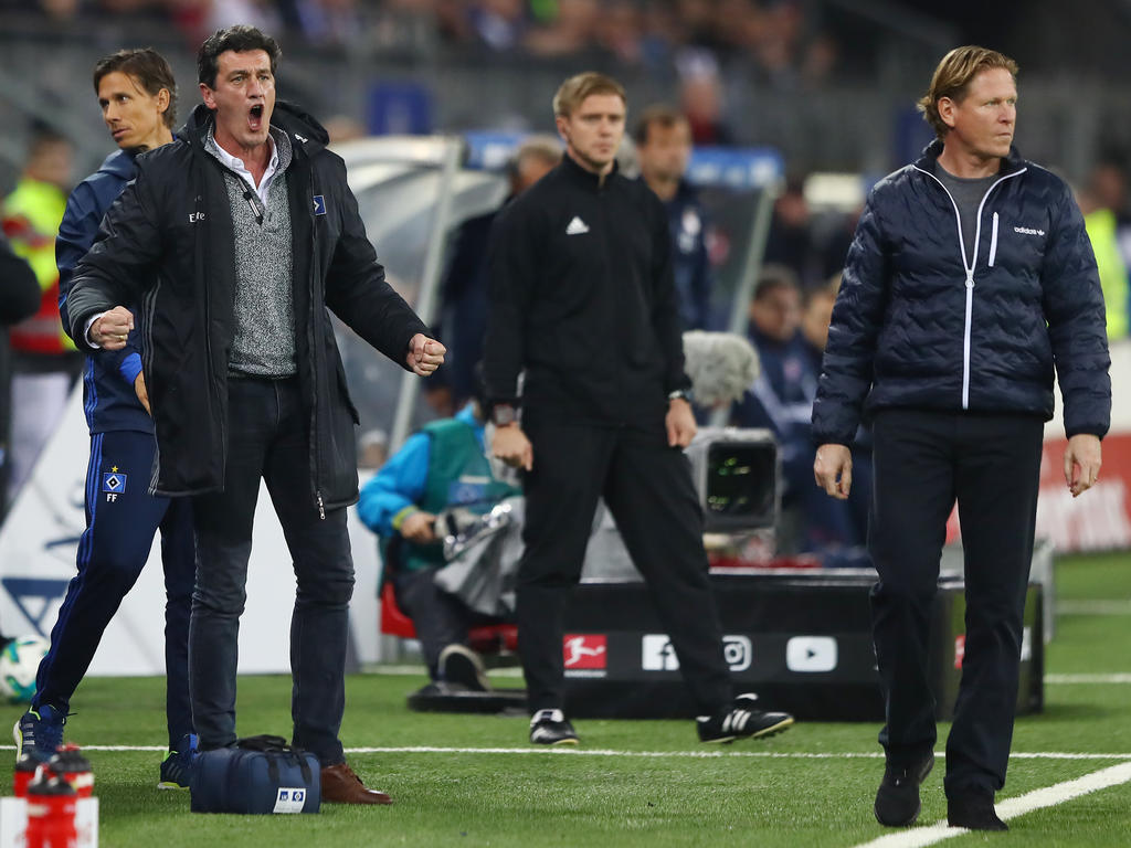 Sportdirektor Jens Todt (l.) und Trainer Markus Gisdol wollen mit dem HSV aus der Abstiegszone