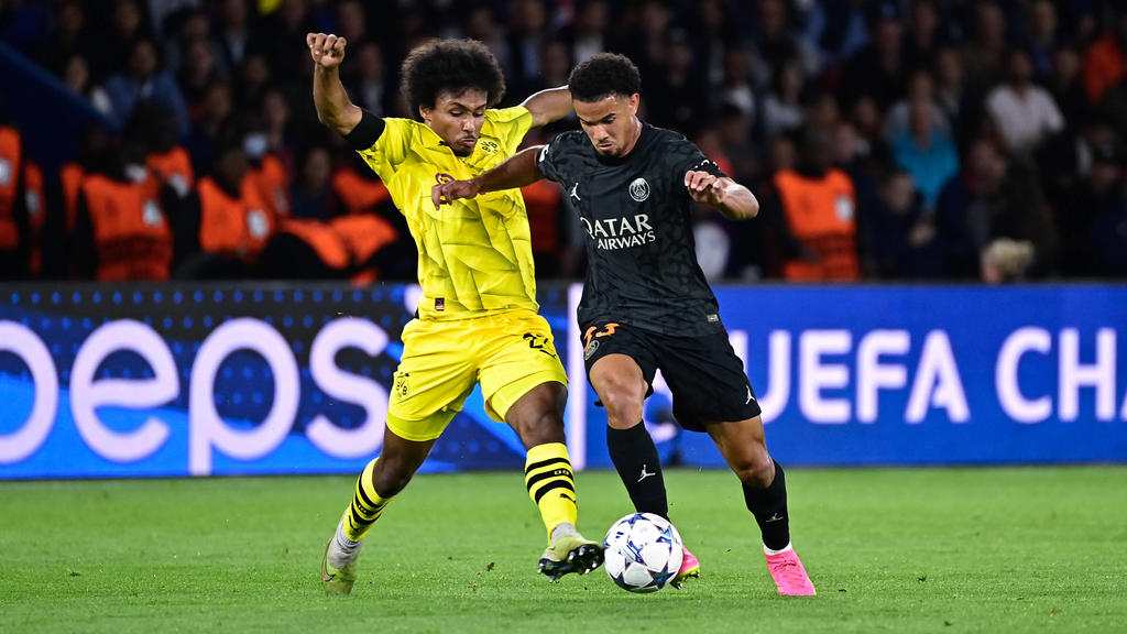 PSG-Talent Warren Zaire-Emery (r.) spielte auch gegen den BVB in der Champions League PSG-Talent Warren Zaire-Emery (r.) spielte auch gegen den BVB in der Champions League
