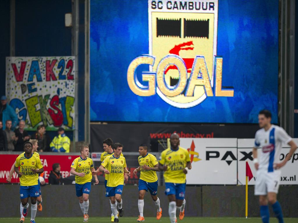 SC Cambuur viert de 4-3 van Martijn Barto tijdens SC Cambuur - Vitesse. Voetbal.com Foto van de Week. (12-4-2014)