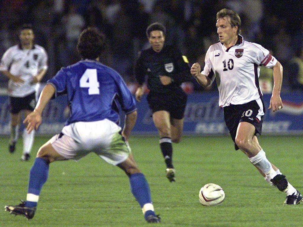 Andreas Herzog erzielte im Oktober 2001 das entscheidende Tor für Österreich