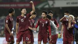 Thailands Spieler feiern nach dem Remis gegen die Vereinigten Arabischen Emirate