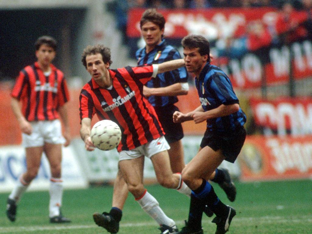 Lothar Matthäus setzte sich bei der Weltfußballerwahl 1990 gegen Franco Baresi (l.) durch