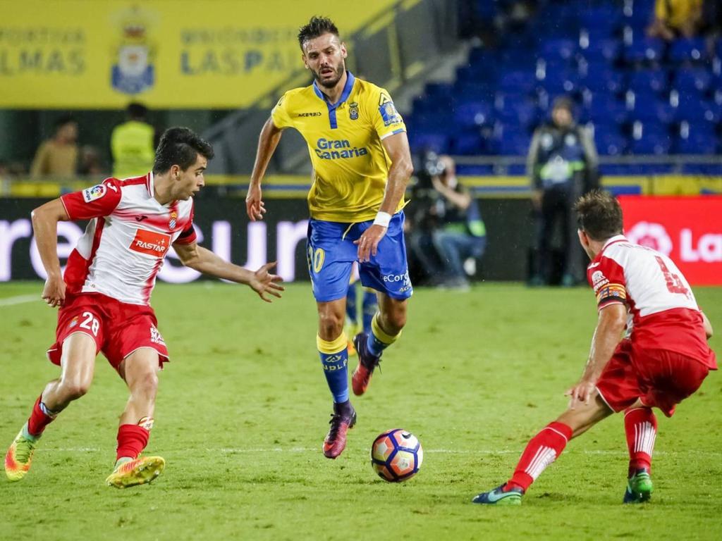 Tyronne con el Las Palmas contra el Espanyol. (Foto: Imago)