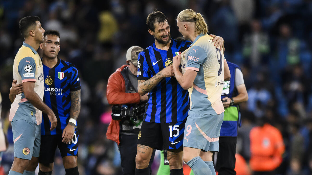 Erling Haaland und Francesco Acerbi hatten nach der Partie noch Redebedarf