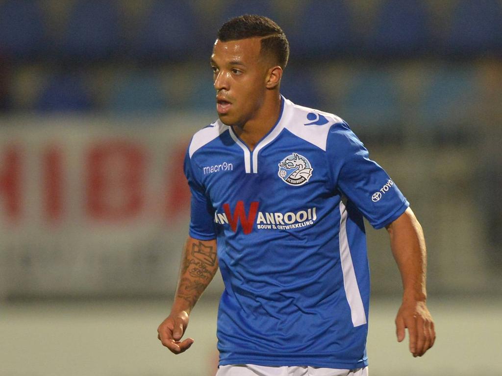 Joel Qviberg in actie voor zijn club FC Den Bosch tegen de Graafschap in de Jupiler League. (03-10-14)