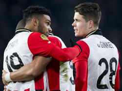 PSV viert de 1-0 van Marco van Ginkel (r.) tijdens het competitieduel PSV - ADO Den Haag. (27-02-2016)