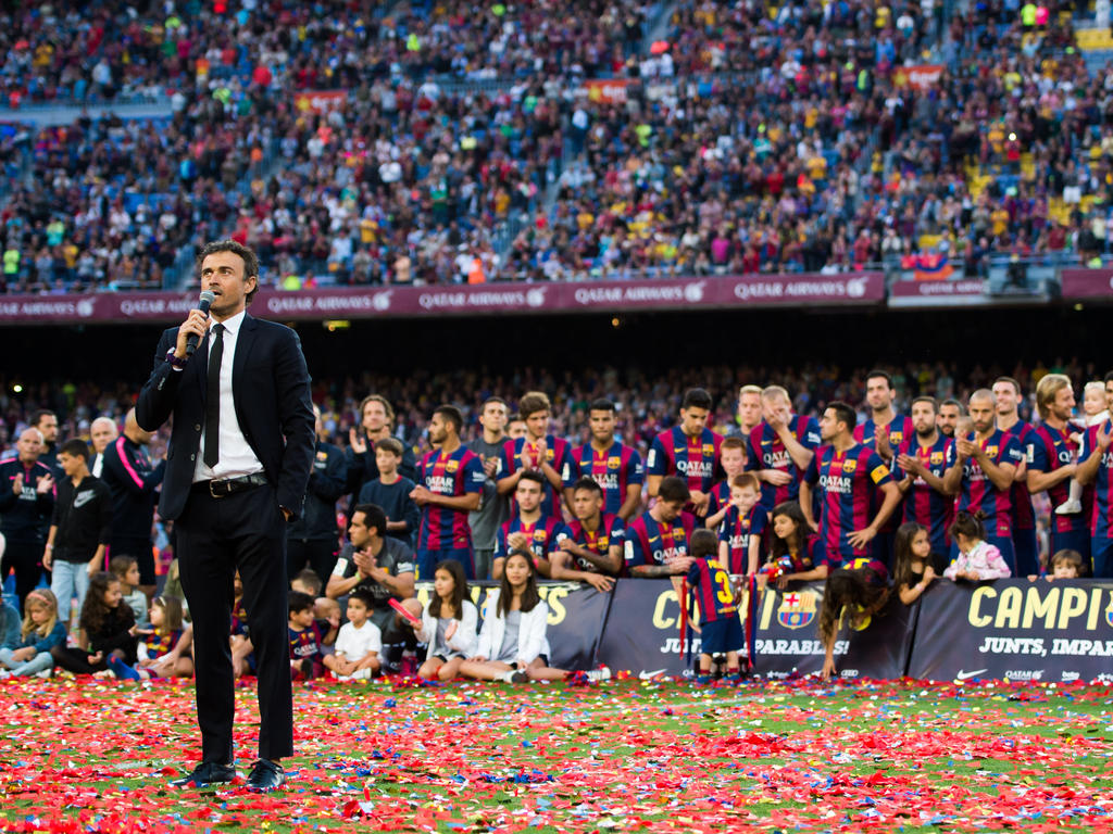 Luis Enrique fue aclamado por el Camp Nou en la consecución de la liga. (Foto: Getty)
