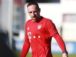Franck Ribéry is aanwezig tijdens een training van Bayern München. (10-11-2015)