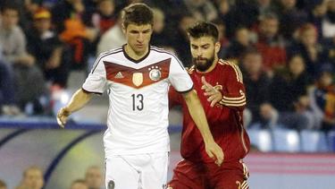 Thomas Müller stand beim letzten Sieg gegen Spanien (2014) auf dem Rasen