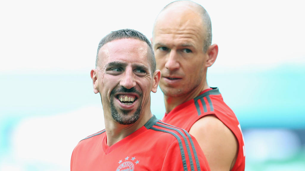 Franck Ribéry junto a Robben en un entrenamiento.
