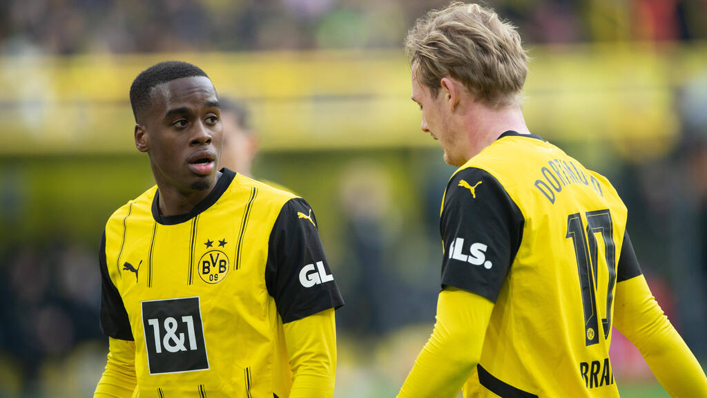 Jamie Gittens (l.) vom BVB soll Interesse wecken Jamie Gittens (l.) vom BVB soll Interesse wecken