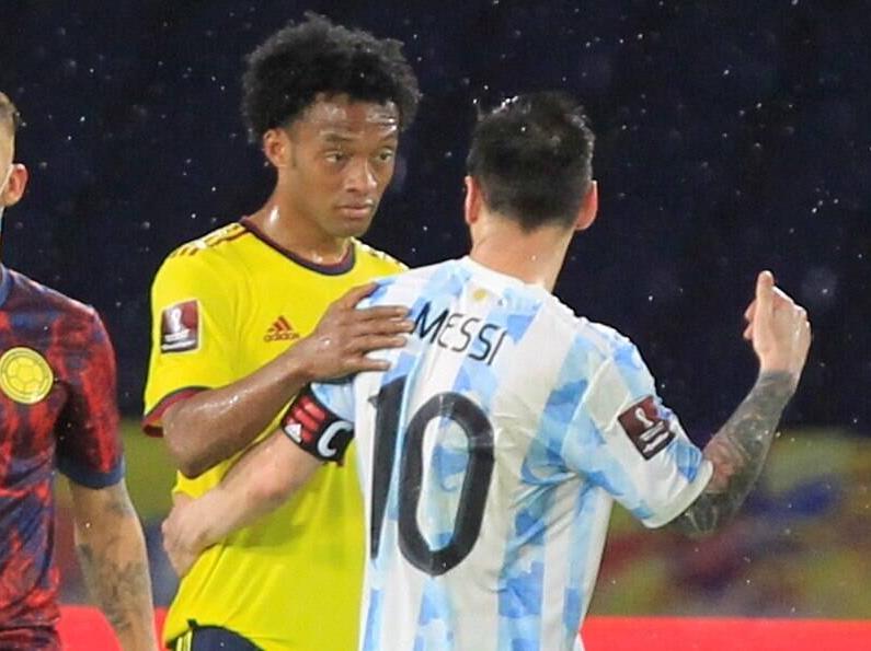 Messi y Cuadrado en anterior enfrentamiento entre Argentina y Colombia.