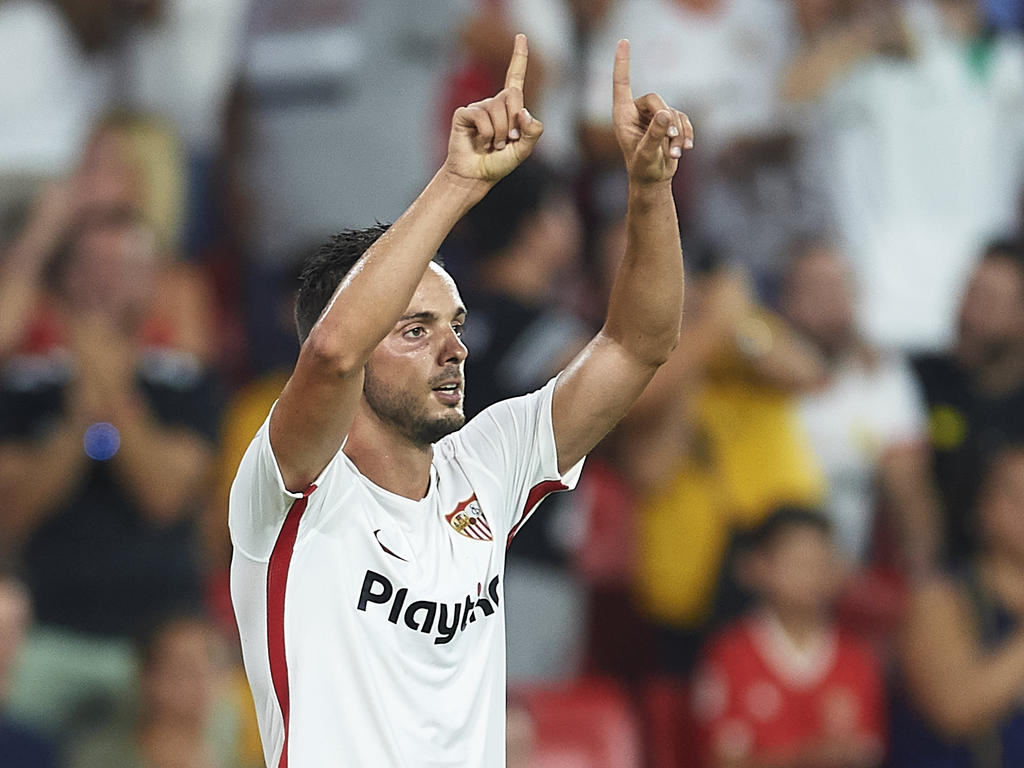 Sarabia lideró al Sevilla con un gol y una asistencia en el gran derbi. (Foto: Getty)