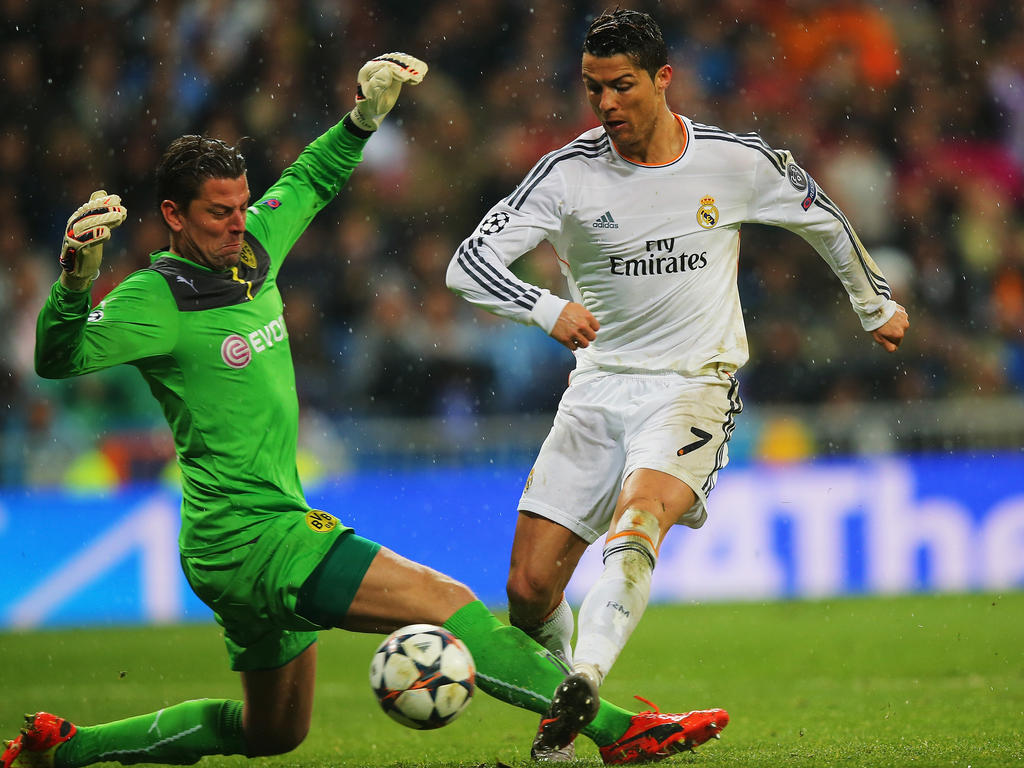 Cristiano Ronaldo (r.) im Spiel gegen Borussia Dortmund