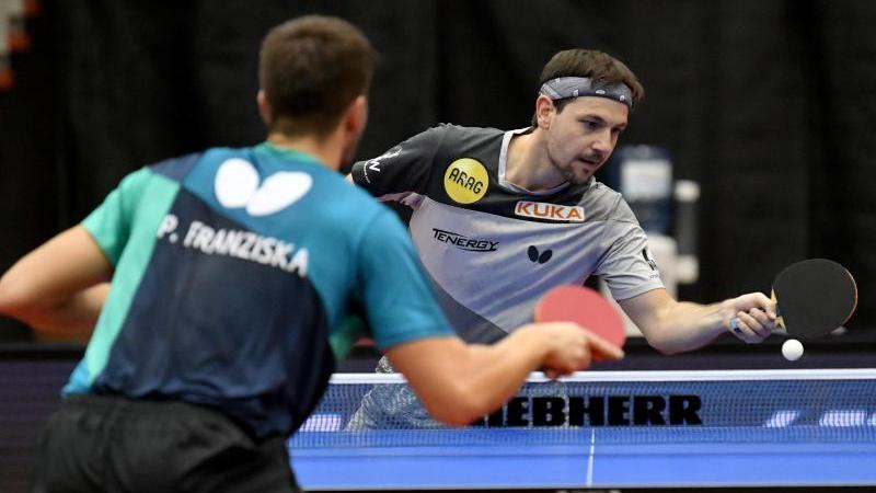 Timo Boll (r.) gegen seinen Nationalmannschafts-Kollegen Patrick Franziska Timo Boll (r.) gegen seinen Nationalmannschafts-Kollegen Patrick Franziska