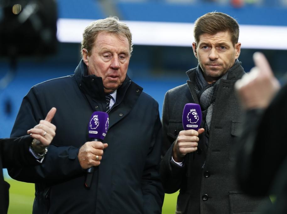 Harry Redknapp (l) en Steven Gerrard (r) als analisten in de Premier League