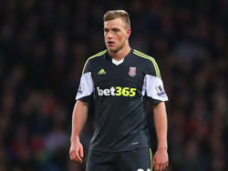 John Guidetti in actie tijdens Crystal Palace - Stoke City. (18-01-2014)