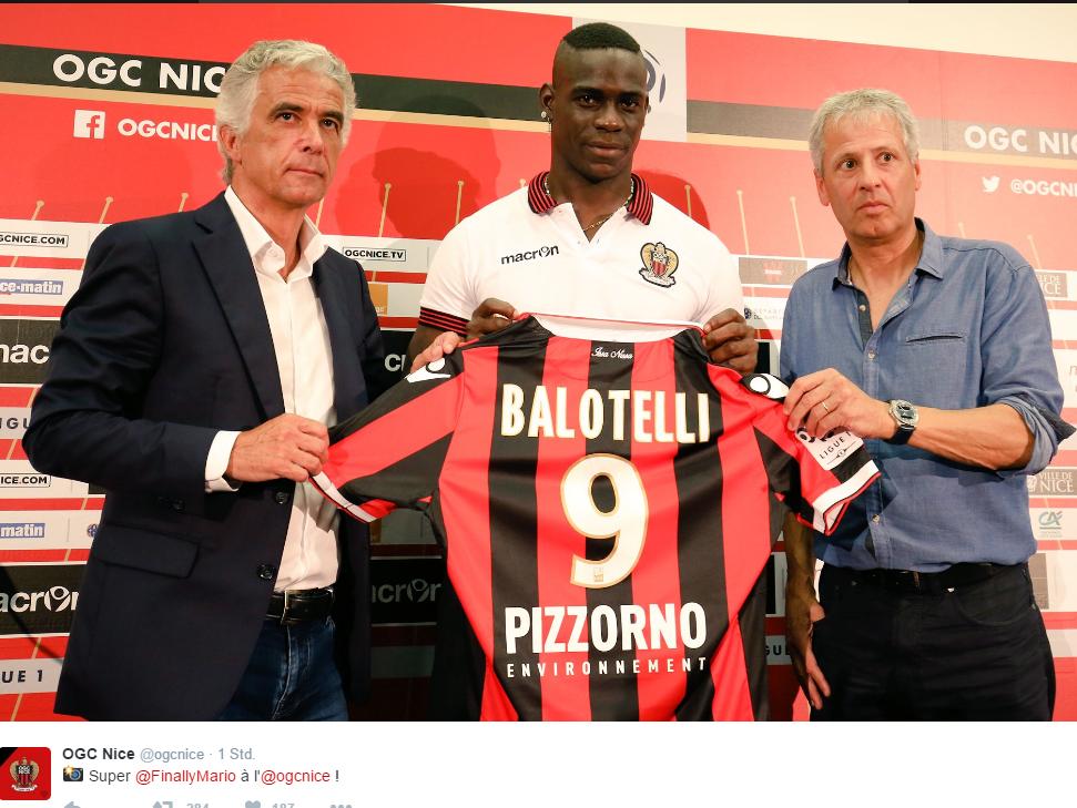 El 'Bad Boy' Balotelli, presentado en el Niza. (Foto: Twitter OGC Nice)