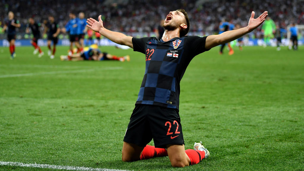 Die Spieler der kroatischen Mannschaft feiern den Einzug ins WM-Finale
