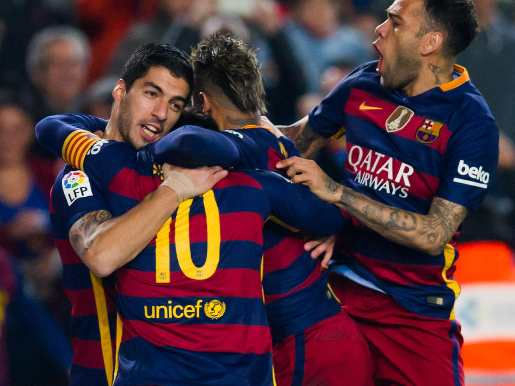 Suárez, Messi, Neymar y Dani Alves no estará en Mestalla. (Foto: Getty)