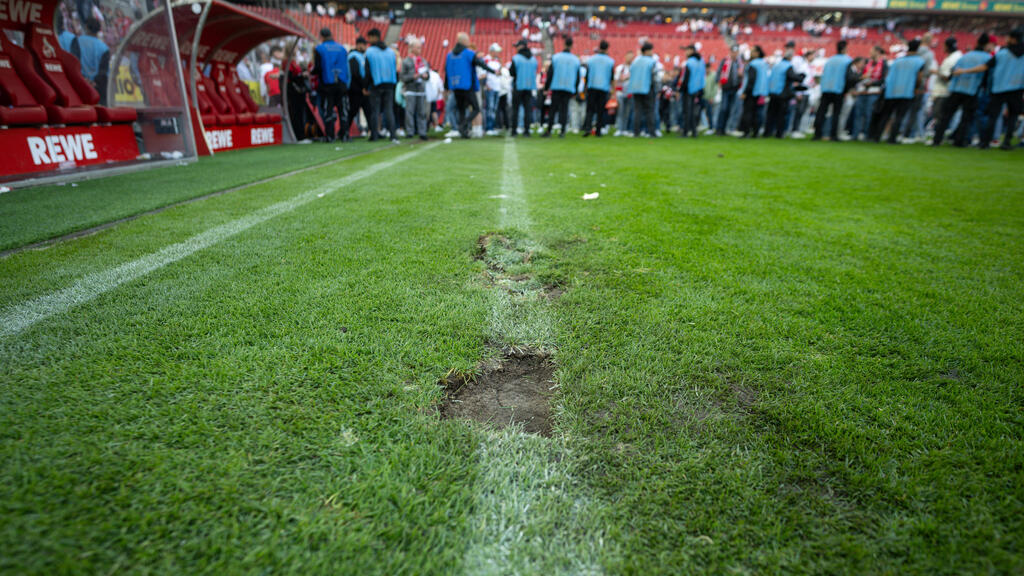 Die Fans nahmen dabei reichlich Rasenstücke als Souvenir mit Die Fans nahmen dabei reichlich Rasenstücke als Souvenir mit