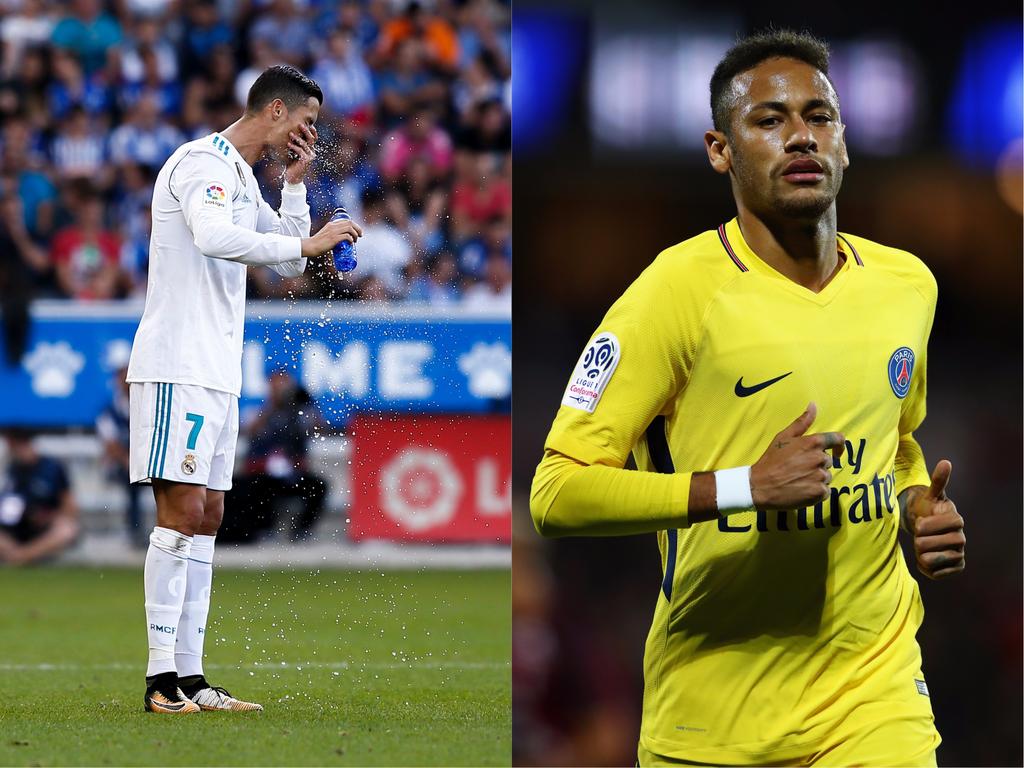 Fragezeichen hinter Ronaldo (li.) und Neymar