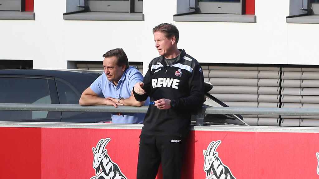 Horst Heldt (l.) setzt beim 1. FC Köln vorerst weiter auf Markus Gisdol