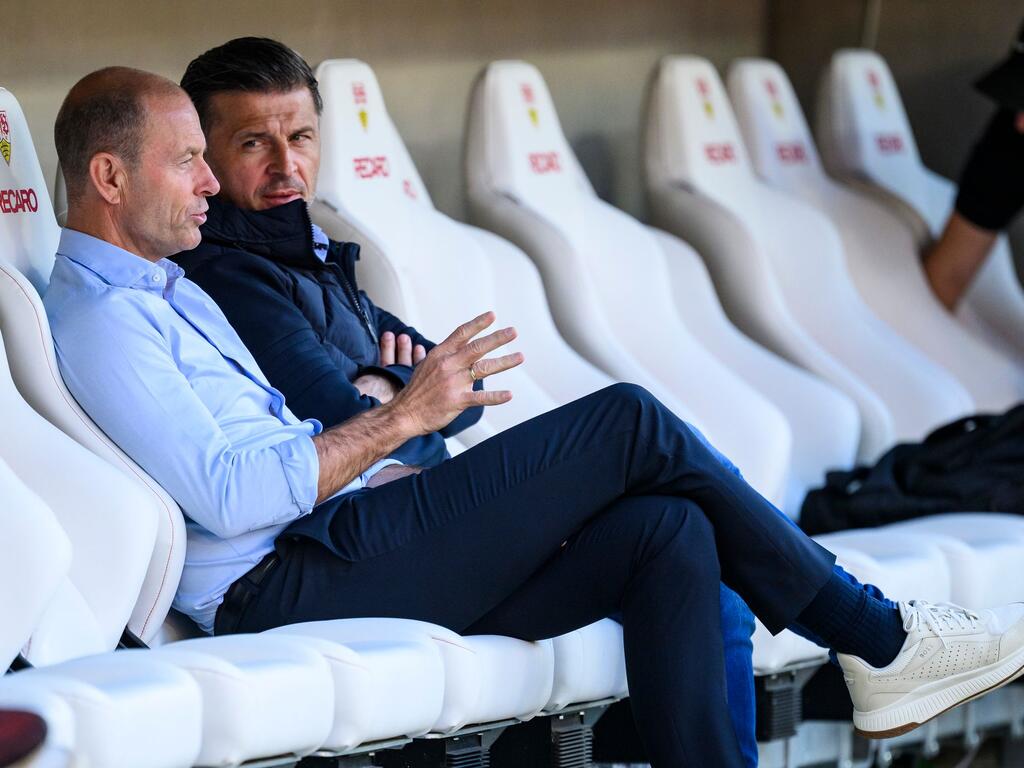 Jess Thorup (l.) und Marinko Jurendic müssen in Augsburg gehen Jess Thorup (l.) und Marinko Jurendic müssen in Augsburg gehen
