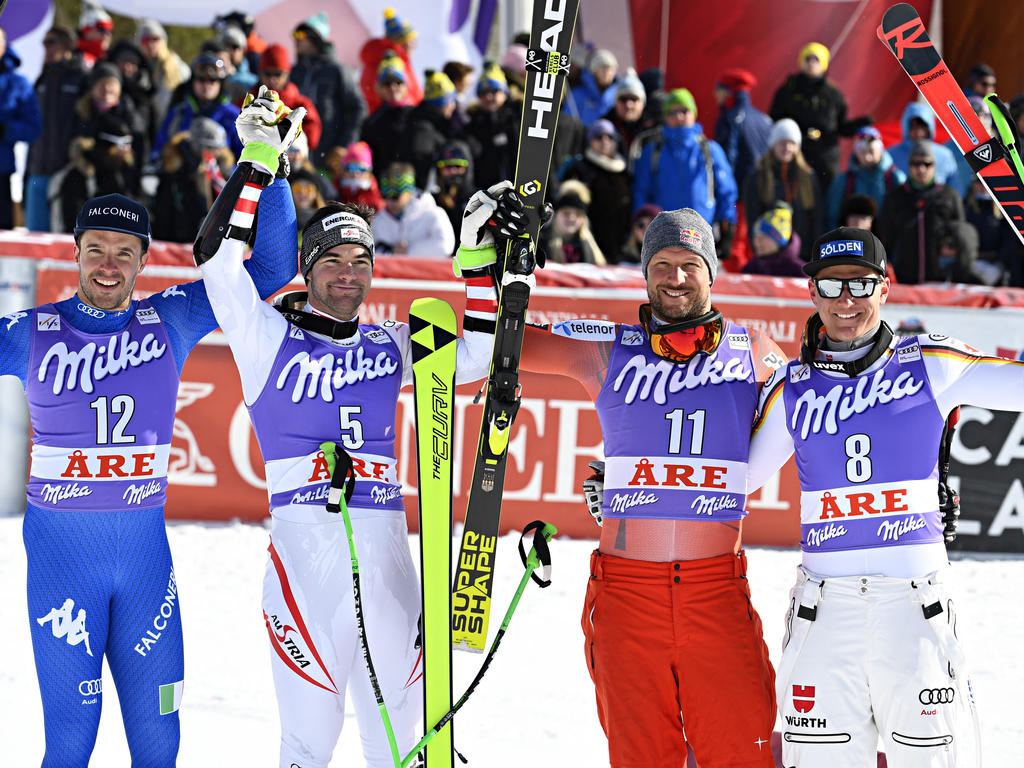 Thomas Dreßen (r.) erreichte erstmals das Podest bei einem Super-G Thomas Dreßen (r.) erreichte erstmals das Podest bei einem Super-G