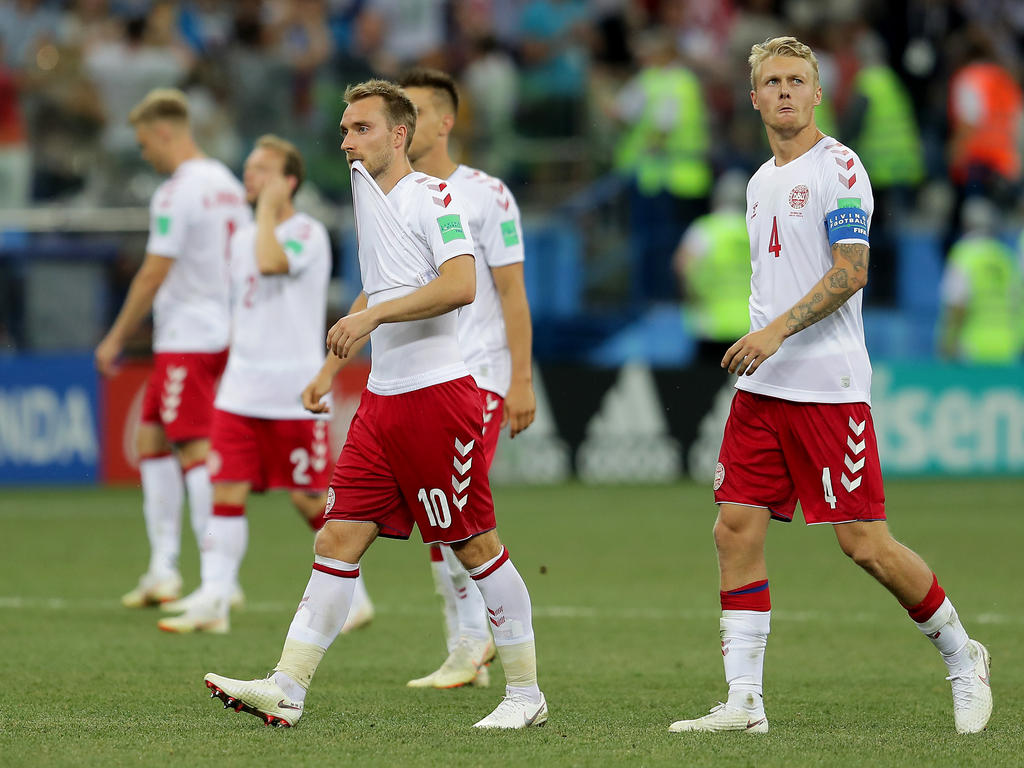 Die dänischen Nationalspieler streiken. © Getty Images/Richard Heathcote
