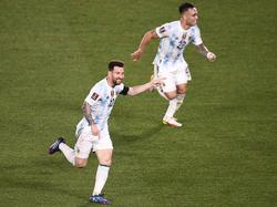 Messi celebra su gol que abrió el marcador.
