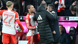 Leroy Sané vom FC Bayern und Union-Coach Nenad Bjelica gerieten aneinander