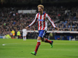 Fernando Torres is door het dolle heen na het scoren van de 0-1 tijdens het Copa del Rey-duel tussen Real Madrid en Atlético Madrid. (15-01-2015)