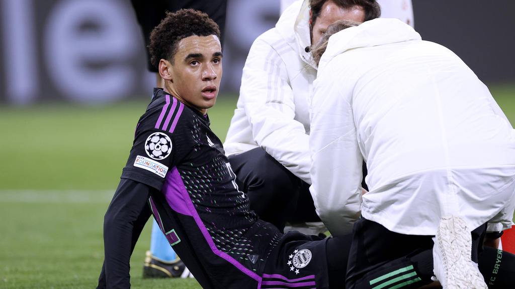 Jamal Musiala verletzte sich beim Champions-League-Sieg des FC Bayern Jamal Musiala verletzte sich beim Champions-League-Sieg des FC Bayern
