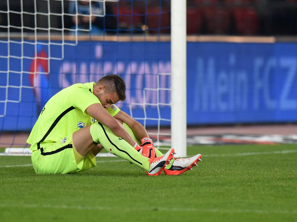 Enttäuschung bei FCZ-Keeper Yanick Brecher Enttäuschung bei FCZ-Keeper Yanick Brecher