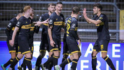 Kutschke (M.) erzielte drei Tore beim Kantersieg von Dynamo Dresden