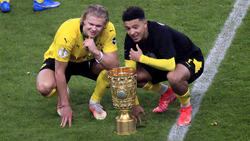 Erling Haaland (l.) und Jadon Sancho gewannen mit dem BVB den DFB-Pokal